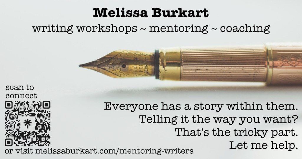 An ad I created for my workshops and mentoring. The background is mostly blank with a brass/gold fountain pen (image courtesy of Art Lasovsky on Unsplash). Aside from my name/what I do/where to find me, which you already know because you're here, it says, "Everyone has a story within them. Telling it the way you want? That's the tricky part. Let me help."
